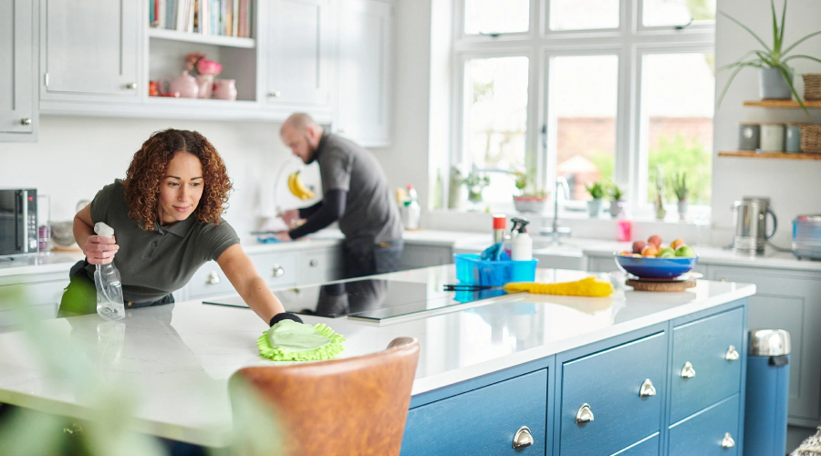 workers doing moving in cleaning service